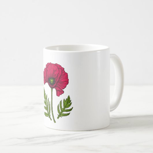 Roter Mohn zeichnend 3 Kaffeetasse (VorderseiteRechts)