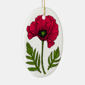 Roter Mohn zeichnend 3 Keramik Ornament (Rechts)
