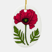 Roter Mohn zeichnend 3 Keramik Ornament (Vorne)