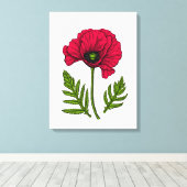 Roter Mohn zeichnend 3 Leinwanddruck (Insitu (Holzboden))