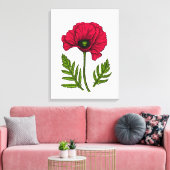 Roter Mohn zeichnend 3 Leinwanddruck (Insitu (Wohnzimmer))