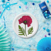 Roter Mohn zeichnend 3 Pappteller (Party)