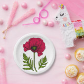 Roter Mohn zeichnend 3 Pappteller (Party)