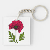 Roter Mohn zeichnend 3 Schlüsselanhänger (Rückseite)