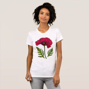 Roter Mohn zeichnend 3 T-Shirt