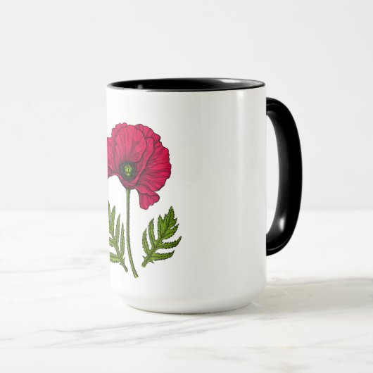 Roter Mohn zeichnend 3 Tasse (VorderseiteRechts)