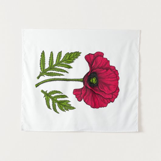 Roter Mohn zeichnend 3 Wandteppich (Vorderseite (Horizontal))
