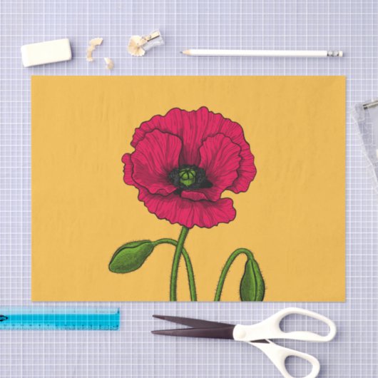 Roter Mohn zeichnend Papiertaschentuch Seidenpapier (Handwerk)