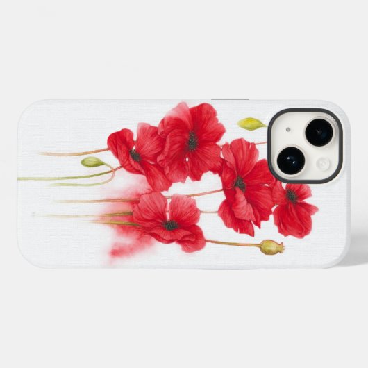 Roter Mohnanstrich auf Weiß Case-Mate iPhone Hülle (Rückseite (Horizontal))