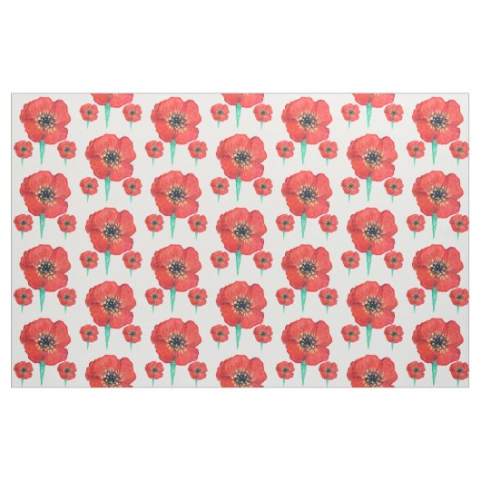 Roter Mohnanstrich Blume Stoff (Fat Quarter (45,7 x 55,9 cm))