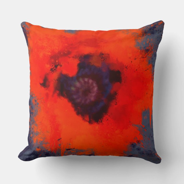 Roter Mohnanstrich mit blaugrauem Hintergrund Kissen (Vorderseite)