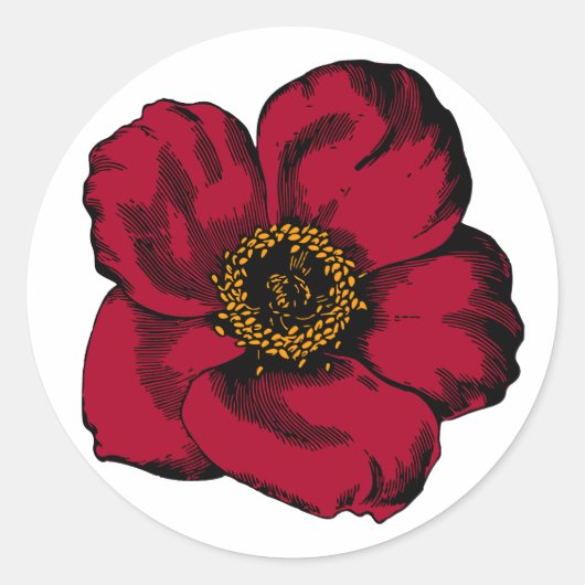 Roter Mohnaufkleber Runder Aufkleber (Vorderseite)