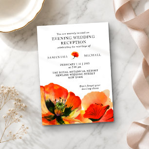 Roter Mohnblumen-Abendhochzeitsempfang Einladung