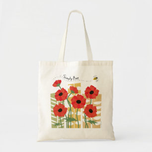 Roter Mohnblumen-Flecken mit Bienen-Tasche Tragetasche