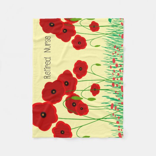 Roter Mohnblumen-Krankenschwester-Ruhestand Fleecedecke (Vorderseite)