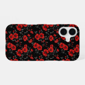 Roter Mohnblumen-Muster iPhone 16 Hülle (Rückseite (Horizontal))
