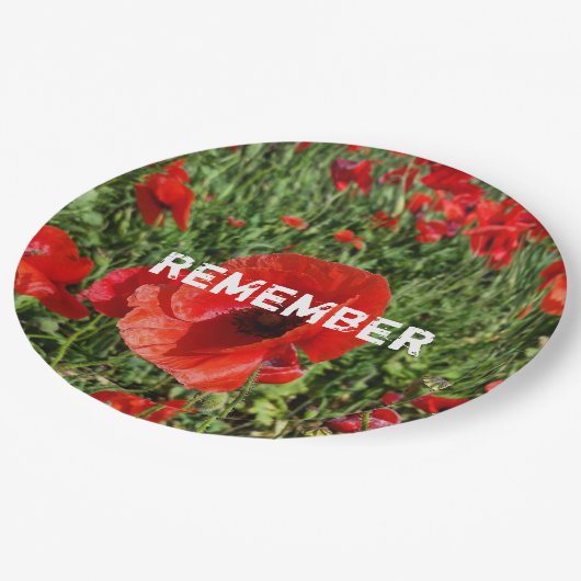 Roter Mohnblumen-Pappteller Pappteller (Schrägansicht)