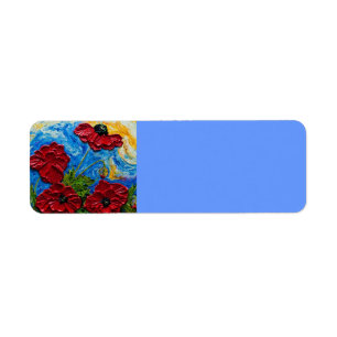 Roter Mohnblumen-Rücksendeadresse-Aufkleber