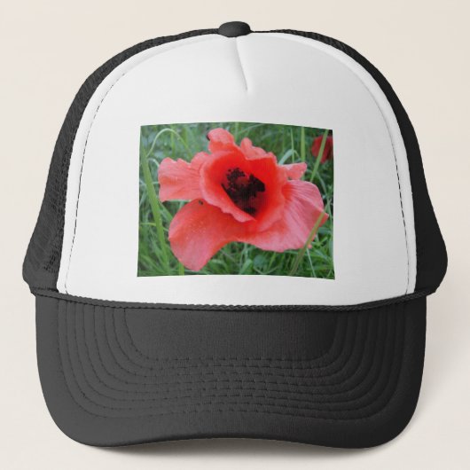 Roter Mohnblumenkelch Truckerkappe (Vorderseite)