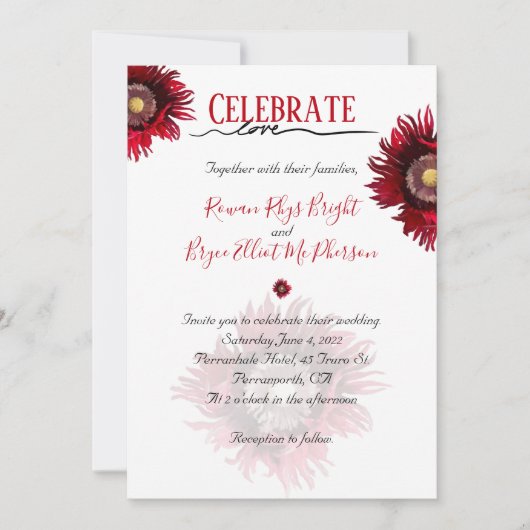 Roter Mohnblütenblüte feierlich Liebe Einladung (Vorderseite)