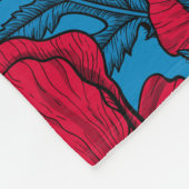 Roter Mohngarten auf blau Fleecedecke (Ecke)