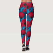 Roter Mohngarten auf blau Leggings (Rückseite)