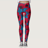Roter Mohngarten auf blau Leggings (Vorderseite)