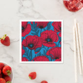 Roter Mohngarten auf blau Serviette (Beispiel)
