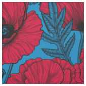 Roter Mohngarten auf blau Stoff (Muster)