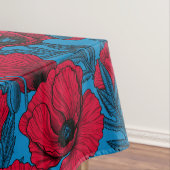 Roter Mohngarten auf blau Tischdecke (Beispiel)