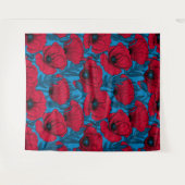 Roter Mohngarten auf blau Wandteppich (Vorderseite (Horizontal))