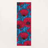 Roter Mohngarten auf blau Yogamatte (Rückseite)
