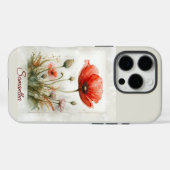 Roter Mohngarten Blume Individuelle Name Case-Mate iPhone Hülle (Rückseite (Horizontal))