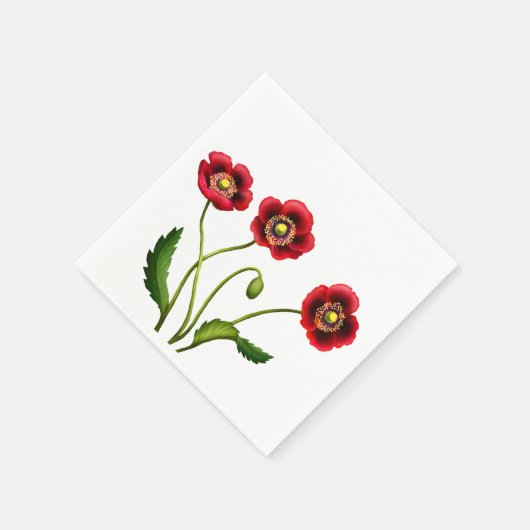 Roter Mohngarten Blume Papier Napkins Serviette (Ecke)