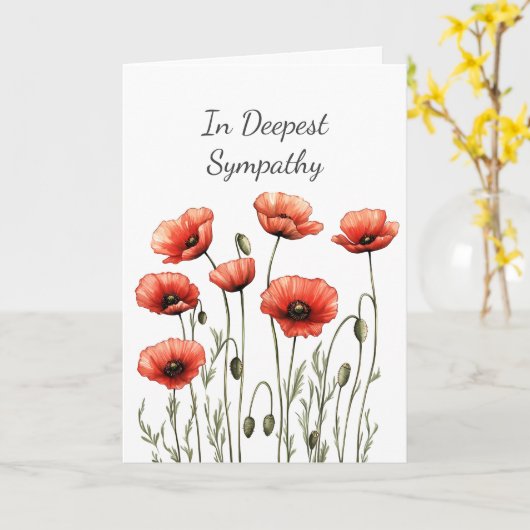 Roter Mohngarten im tiefsten Beileid Blume Karte (Gelbe Blume)