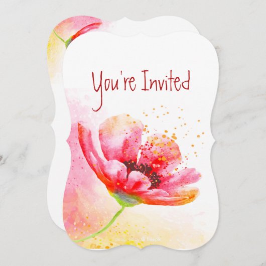 Roter Mohngarten zum Hochzeitstag Blume Einladung (Vorne/Hinten)