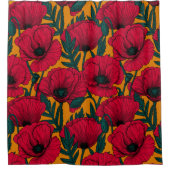 Roter Mohngartenduschvorhang Duschvorhang (Vorderseite)