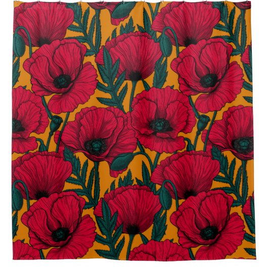Roter Mohngartenduschvorhang Duschvorhang (Vorderseite)