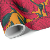 Roter Mohngartenpapier Geschenkpapier (Rolleneckpunkt)