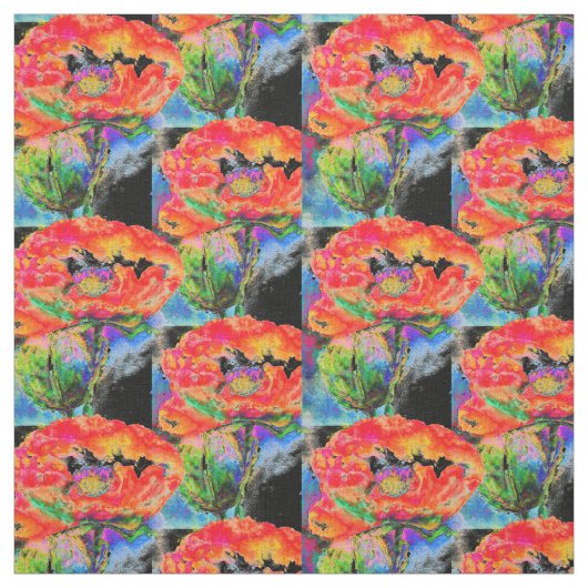 Roter Mohnklassiker mit roter Blüte Stoff (Muster)