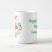 Roter Mohnkranz mit Kaninchen / Federstil Kaffeetasse (Mittel)