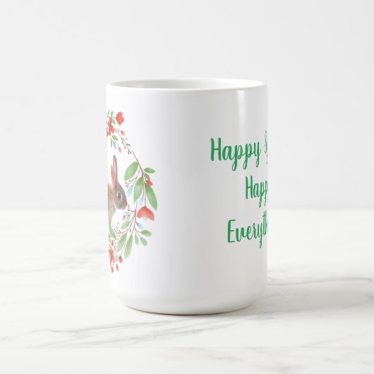 Roter Mohnkranz mit Kaninchen / Federstil Kaffeetasse (Mittel)