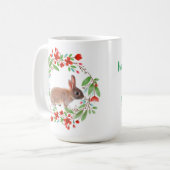 Roter Mohnkranz mit Kaninchen / Frühlingsstil Kaffeetasse (Vorderseite Links)
