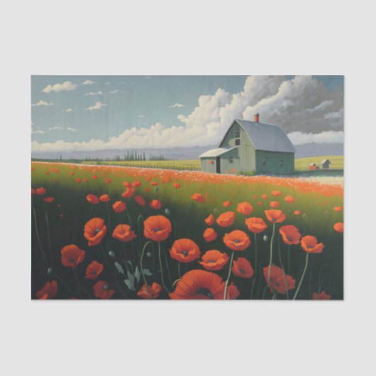 Roter Mohnnachmittag, auf dem Bauernhof Seidenpapier (Vorderseite)