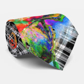 Roter Mohnschwarz-weiß kariert Krawatte (Gerollt)