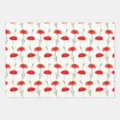 Roter Mohnstreifen mit Pastellgrün und Rosa Geschenkpapier Set (Vorderseite 3)