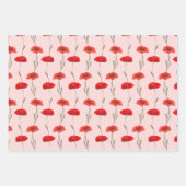 Roter Mohnstreifen mit Pastellgrün und Rosa Geschenkpapier Set (Vorderseite 2)