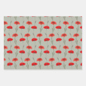 Roter Mohnstreifen mit Pastellgrün und Rosa Geschenkpapier Set (Vorderseite)