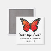 Roter Monarch Butterfly Hochzeit rettet das Datum Magnet (Vorderseite/Rückseite)