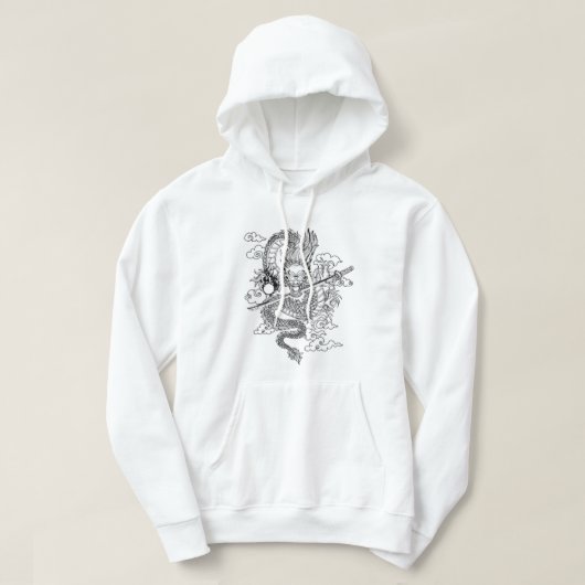 Roter Mond & Drache Chinesischer Hoodie (Design vorne)